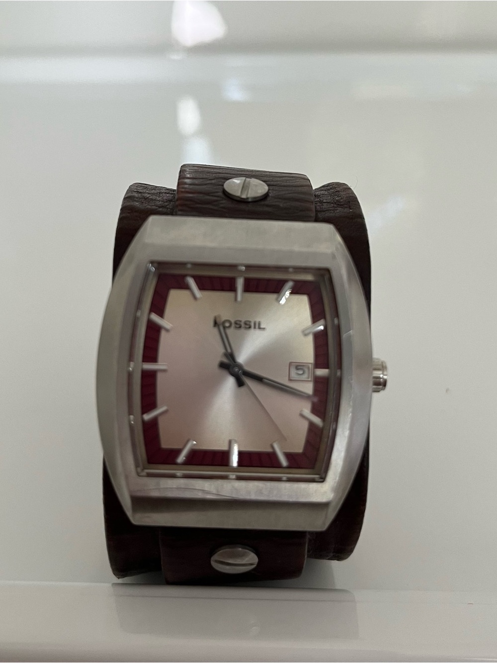 Fossil JR-8128 Date Leather Cuff Watch